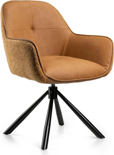 HowHomely | Krzesa do jadalni - Tokio - Pomaraczowe - Nowoczesny design z ergonomicznym komfortem - Krzeso tapicerowane - z funkcj automatycznego powrotu