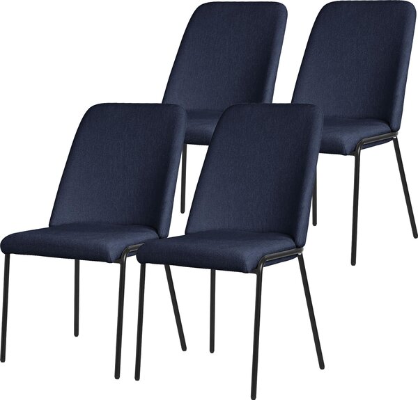 ML-Design krzesa do jadalni zestaw 4 granatowych krzese kuchennych z poliestru z metalowymi nogami krzeso do salonu z oparciem tapicerowane krzesa do jadalni