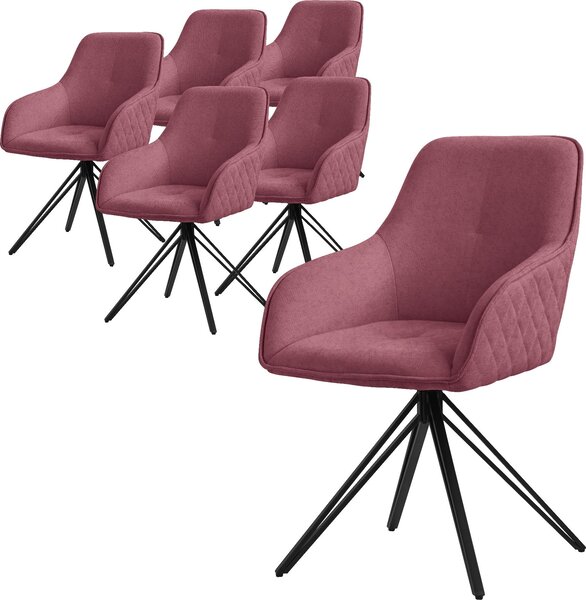 Obrotowe krzeso do jadalni ML-Design 6x, antyczny ró, wykonane z tkaniny z metalowymi nogami