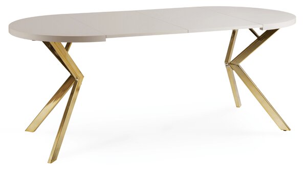 Stół Okrągły Rozkładany LUGO 90-190 cm Kaszmir/Złoty Glamour