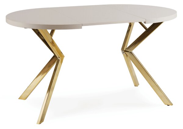 Stół Okrągły Rozkładany LUGO 90-190 cm Kaszmir/Złoty Glamour