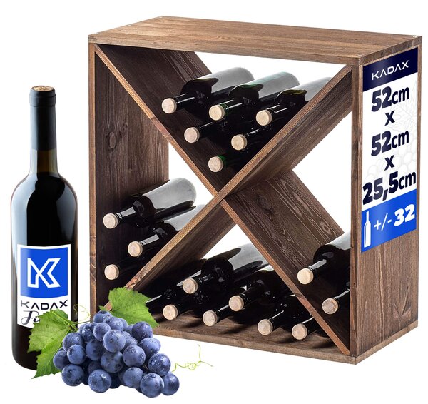 Regał na wino Loreo X drewniany ciemny brąz
