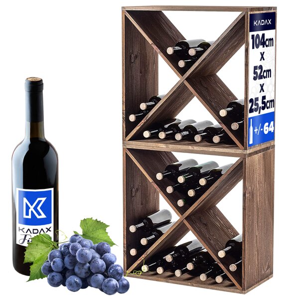 Regał na wino Loreo X drewniany ciemny brąz 2szt