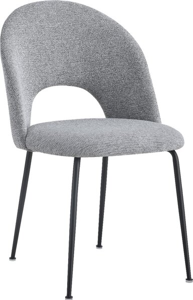 Szare tapicerowane krzeso Megan - nowoczesne krzeso do jadalni w skandynawskim stylu loft z metalowymi nogami, ergonomiczne i wygodne