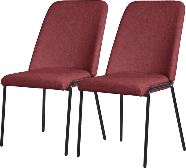 ML-Design krzesa do jadalni zestaw 2 czerwonych krzese kuchennych z poliestru z metalowymi nogami krzeso do salonu z oparciem tapicerowane krzesa do jadalni kuchni