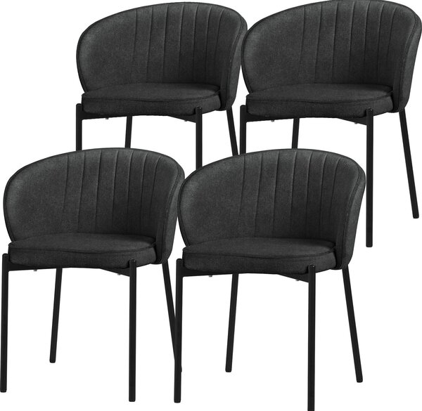 ML-Design zestaw 4 krzese do jadalni antracytowe krzesa kuchenne z obiciem z tkaniny metalowe nogi oparcie krzesa do salonu tapicerowane krzesa do jadalni i kuchni