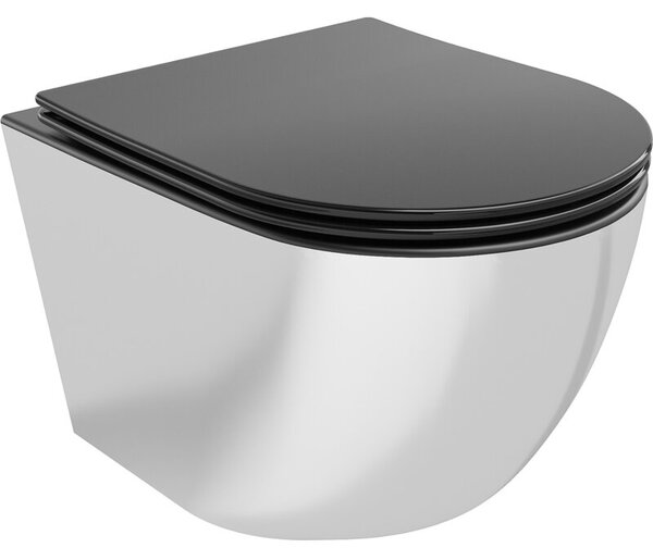 Mexen Lena miska wc Rimless z deską wolnoopadającą slim, duroplast, czarna mat/srebrna - 30224074