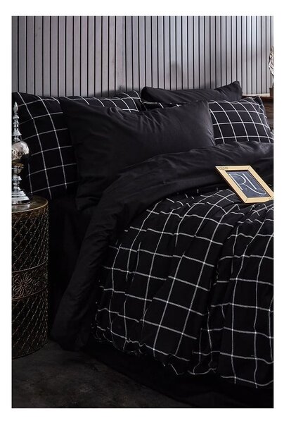 Czarna pościel dwuosobowa z prześcieradłem 4-częściowa 200x220 cm Geometric – Mila Home