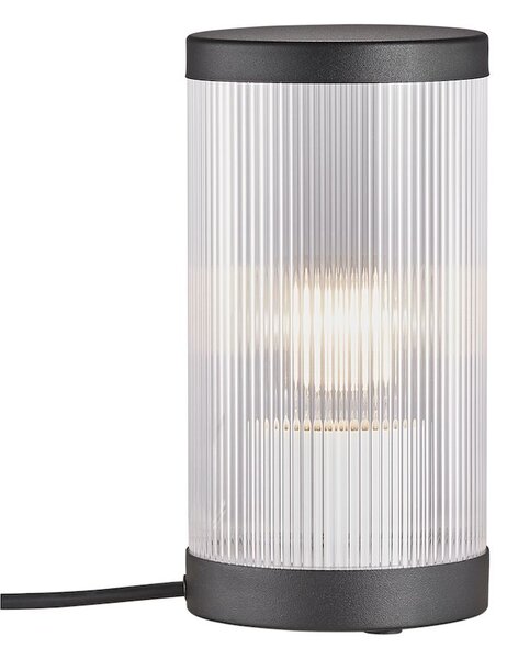Czarna lampa stołowa Coupar - IP54, ryflowany klosz