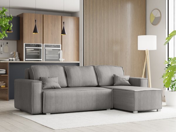 Rozkładana narożna sofa SMART COSARO jasno-szara, dwustronna + 2 poduszki GRATIS