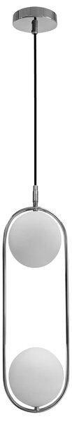 Srebrna industrialna lampa wisząca z dwoma kloszami - M081 M1-D10