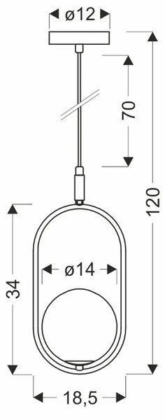 Miedziana pojedyńcza lampa wisząca - 9X M083 K9-G96