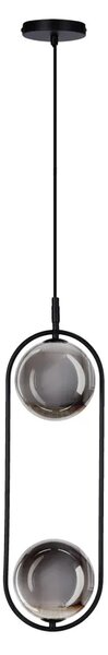 Podwójna czarna lampa wisząca z grafitowym kloszem C8-W63