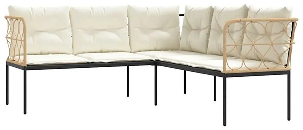Narożna sofa ogrodowa z białymi poduszkami M4-W59
