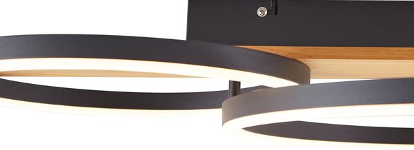 Designerska lampa sufitowa czarna okrągła z wbudowaną diodą LED z 3-stopniową regulacją ściemniania - Nimue