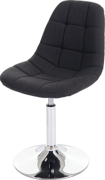 Krzesło do jadalni HWC-A60, krzesło obrotowe, retro 50s design ~ tkanina/tkanina ciemnoszara, podstawa chromowana