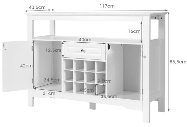 Komoda kuchenna z blatem konsolowym 117 x 40,5 x 82,5 cm
