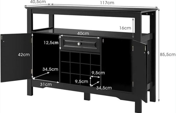 Komoda kuchenna z blatem konsolowym 117 x 40,5 x 82,5 cm