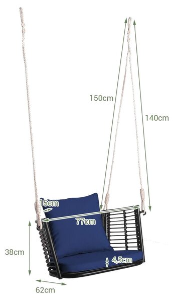 Wiszące krzesło rattanowe 180 kg białe
