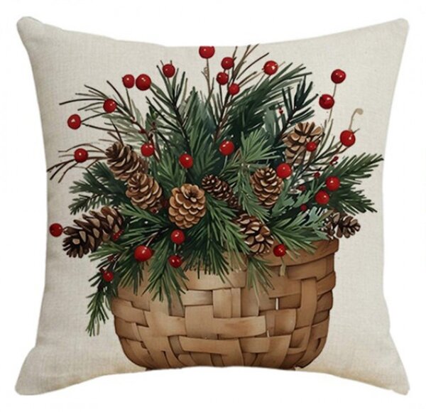 Świąteczny poszewka na poduszkę FOREST GIFT 45x45 cm, beżowy