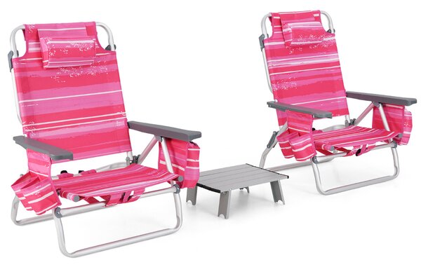 Zestaw Krzesło plażowe ze stolikiem 2 szt