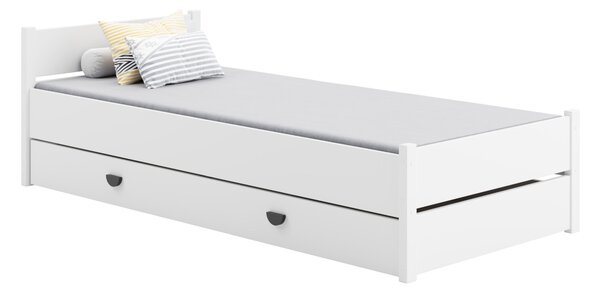 Łóżko MARCEL 200x90 białe Z szufladą i materacem