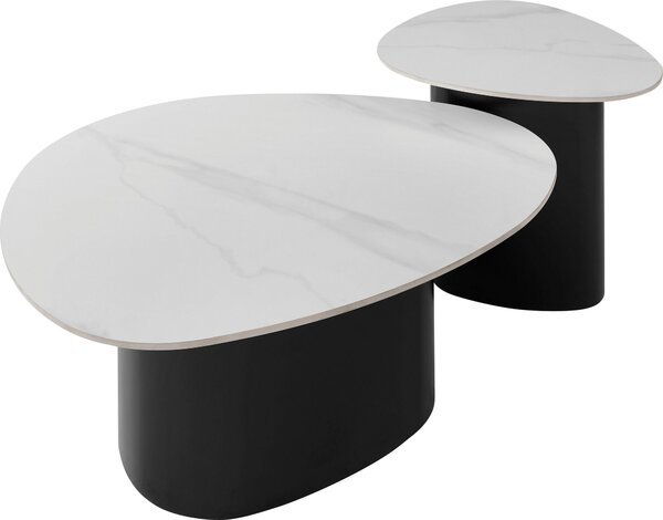 Zestaw dwóch eleganckich stolików w różnych wysokościach