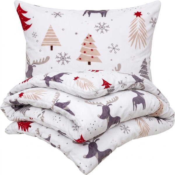 4Home Pościel Cute reindeer mikroflanela, 140 x 220 cm, 70 x 90 cm