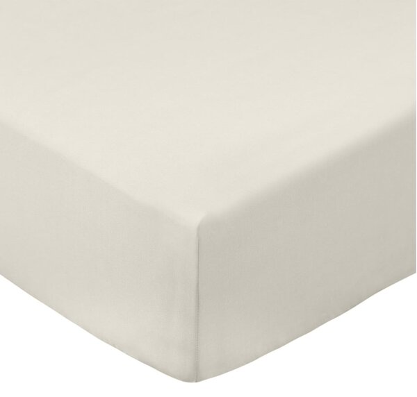 Beżowe prześcieradło z perkalu bawełnianego z gumką 185x200 cm Cotton Percale – Bianca