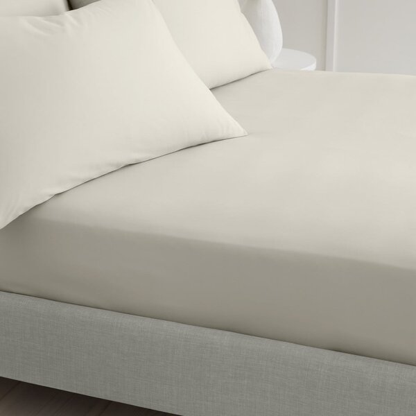 Beżowe prześcieradło z perkalu bawełnianego z gumką 185x200 cm Cotton Percale – Bianca