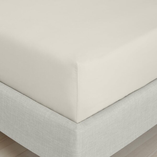 Beżowe prześcieradło z perkalu bawełnianego z gumką 185x200 cm Cotton Percale – Bianca