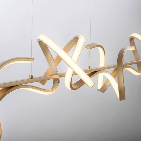 JUST LIGHT. GmbH Lampa wisząca Curls, możliwość ściemniania, brązowy / mosiężny, salon / jadalnia, aluminium, nowoczesny