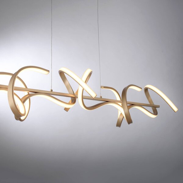 JUST LIGHT. GmbH Lampa wisząca Curls, możliwość ściemniania, brązowy / mosiężny, salon / jadalnia, aluminium, nowoczesny