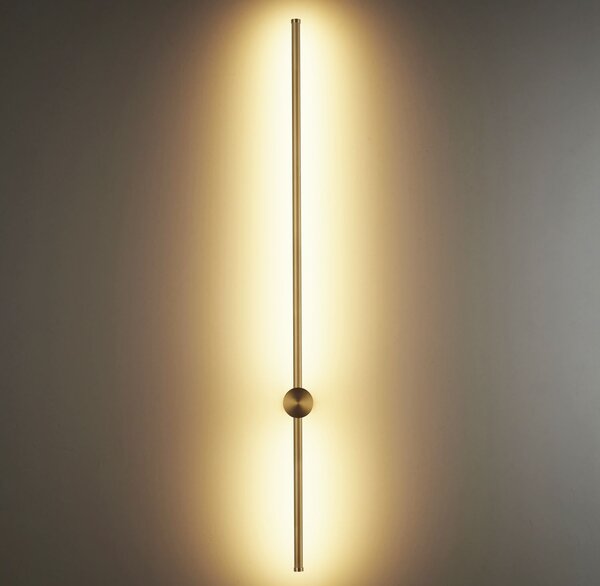 Długi cienki kinkiet do salonu Sparo - złoty, 100cm, LED