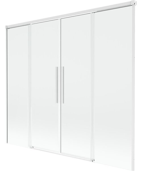 Mexen Rox parawan nawannowy 2-skrzydłowy rozsuwany 180 x 150 cm, transparent, biały - 8C9-180-002-20-00