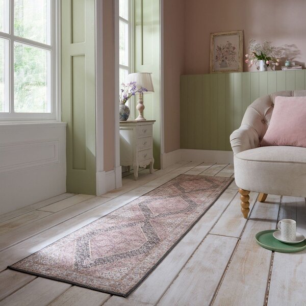 Różowy chodnik odpowiedni do prania 60x230 cm Briony Traditional – Flair Rugs