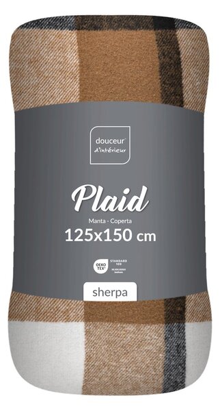 Brązowy koc z materiału sherpa 125x150 cm Ecossais – douceur d'intérieur
