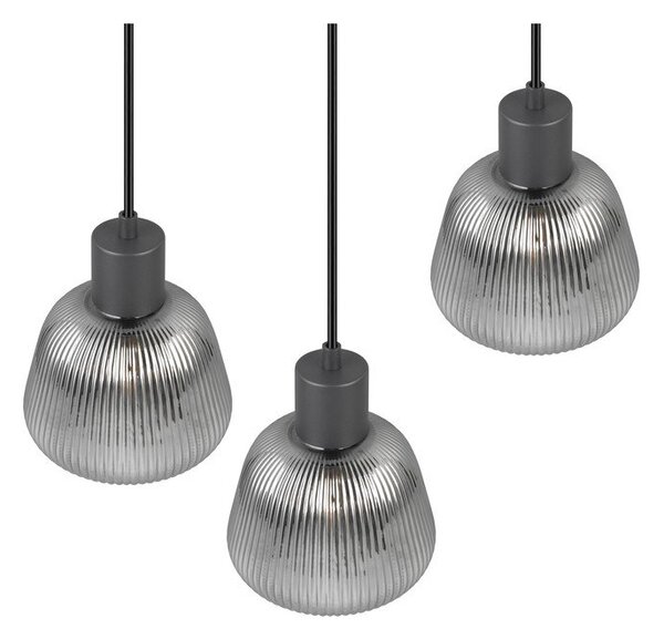 Czarna lampa wisząca ze szklanym kloszem ø 37 cm Tarifa – Trio