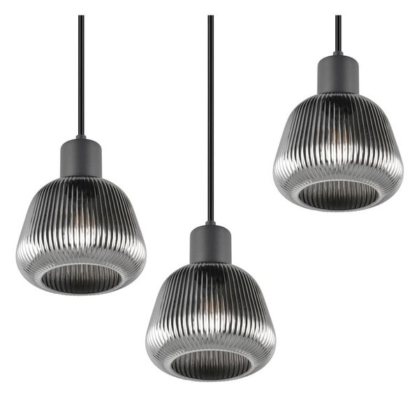 Czarna lampa wisząca ze szklanym kloszem ø 37 cm Tarifa – Trio
