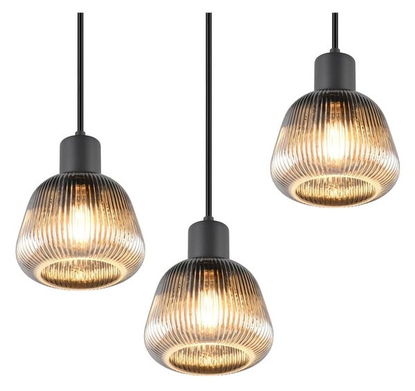 Czarna lampa wisząca ze szklanym kloszem ø 37 cm Tarifa – Trio