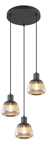 Czarna lampa wisząca ze szklanym kloszem ø 37 cm Tarifa – Trio