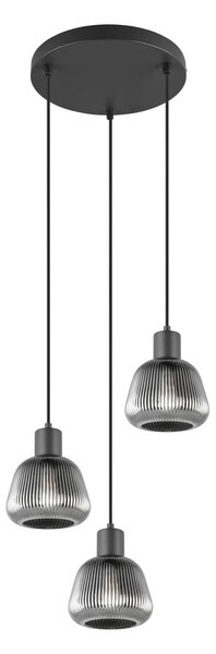 Czarna lampa wisząca ze szklanym kloszem ø 37 cm Tarifa – Trio