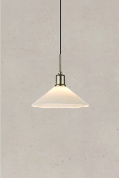 Lampa wisząca w kolorze mosiądzu z białym szklanym kloszem ø 25 cm Vela – Markslöjd