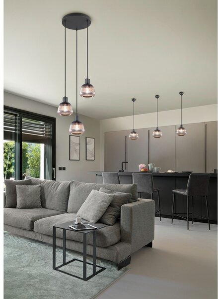 Czarna lampa wisząca ze szklanym kloszem ø 37 cm Tarifa – Trio