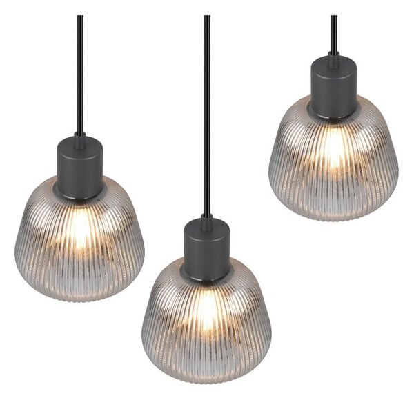 Czarna lampa wisząca ze szklanym kloszem ø 37 cm Tarifa – Trio