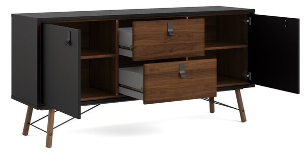 Czarna komoda w dekorze orzecha 150x72x40 cm Ry – Tvilum