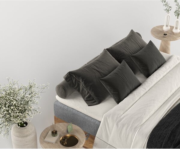Szaro-naturalne łóżko boxspring ze schowkiem 140x200 cm Faro – Maison de Rêve