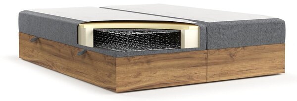 Szaro-naturalne łóżko boxspring ze schowkiem 140x200 cm Faro – Maison de Rêve