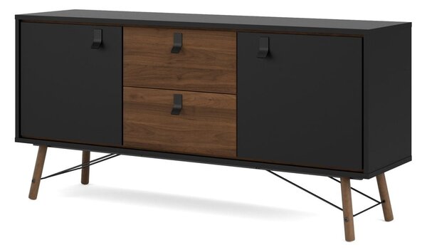 Czarna komoda w dekorze orzecha 150x72x40 cm Ry – Tvilum