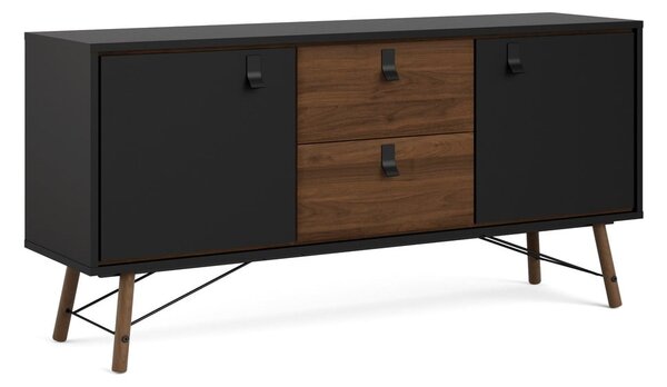 Czarna komoda w dekorze orzecha 150x72x40 cm Ry – Tvilum